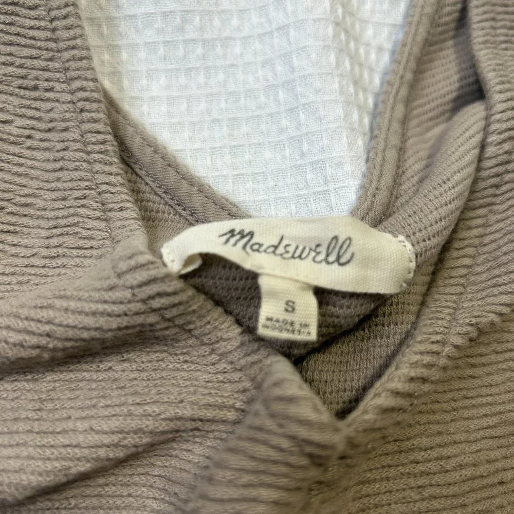 Madewell Tie Front Ribbed Crop  Cotton Tank Top Beige Tan | Size Small - Picture 4 of 5